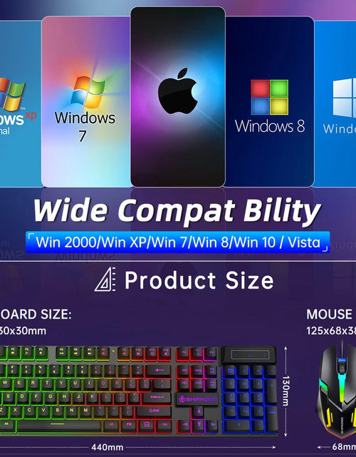 Load image into Gallery viewer, Gaming Keyboard and Mouse Combo, RGB LED Backlit Wired Computer Keyboard, Rainbow Light up USB Keyboard with 26 Anti-Ghosting Keys for PC Gamer, Laptop, Office, Black
