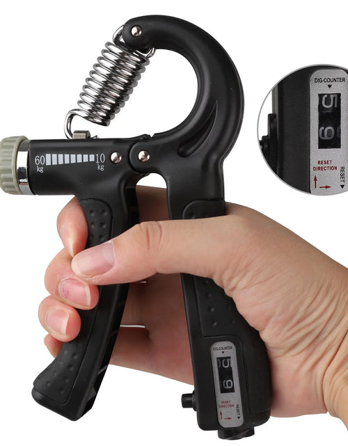 Load image into Gallery viewer, Fortalecedor De Agarre De Mano, Ejercitador De Mano  Con Resistencia Ajustable De 22-132Lbs Para Tren De Antebrazo Y Dedo, Negro
