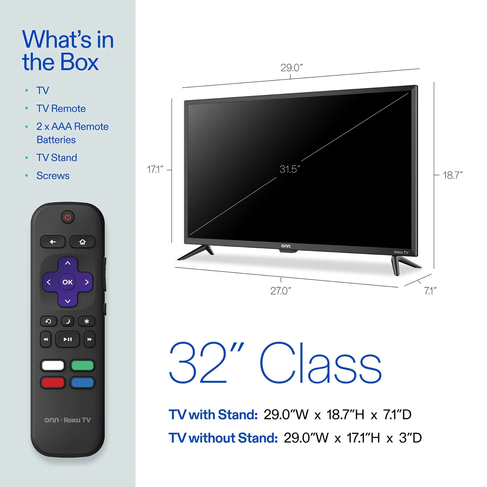(Open Box) . 32” Class HD (720P) LED Roku Smart TV (100012589)