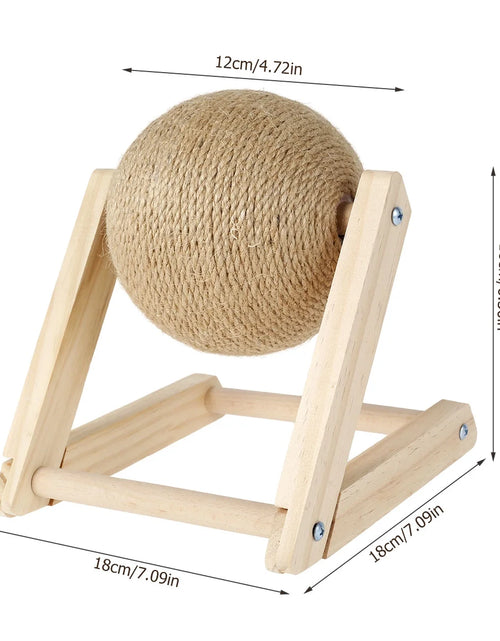 Load image into Gallery viewer, Bola Rascadora Para Gatos, Juguete Rascador Para Gatos De Sisal Natural Con Hierba Gatera, Bola Rascadora Interactiva De Madera Maciza, Poste Para Rascar Gatos De 7X7X6,3 Pulgadas Con Bola Giratoria Para Gatos Y Gatitos De Interior
