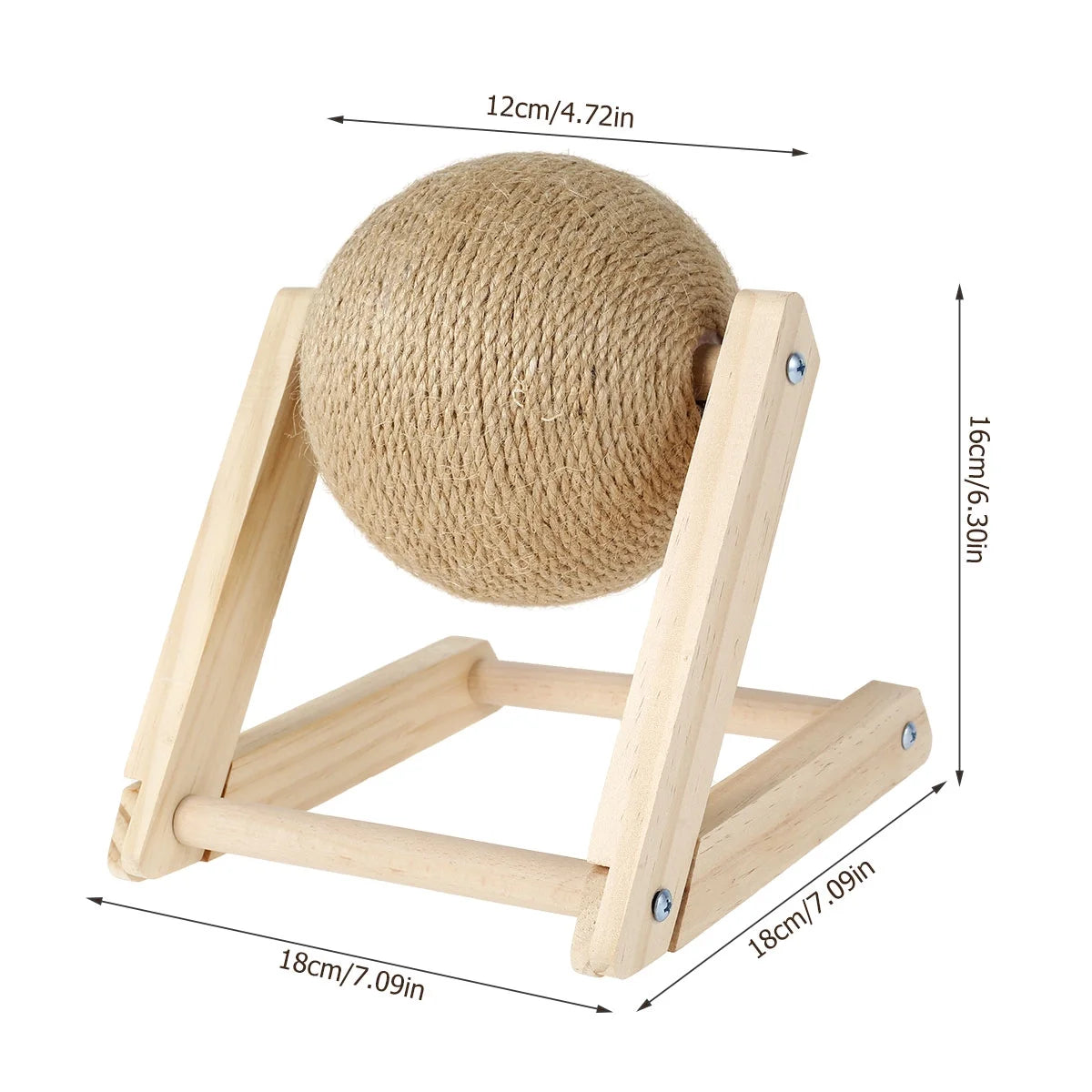 Bola Rascadora Para Gatos, Juguete Rascador Para Gatos De Sisal Natural Con Hierba Gatera, Bola Rascadora Interactiva De Madera Maciza, Poste Para Rascar Gatos De 7X7X6,3 Pulgadas Con Bola Giratoria Para Gatos Y Gatitos De Interior