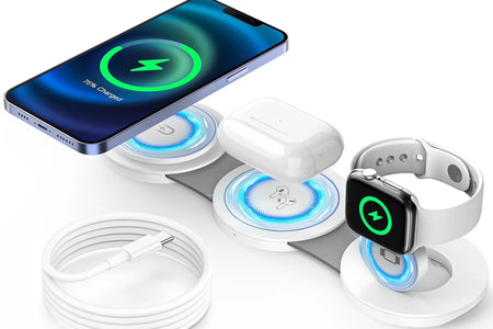 Wireless Charger for Iphone, 3 in 1 Charging Station for Iphone Devices, 15W Fast Wireless Charger Stand for Iphone 16 15 14 13 12 Pro Max, Charging Pad for Airpods 3/2/Pro, Iwatch 9/8/7/6/SE/5/4