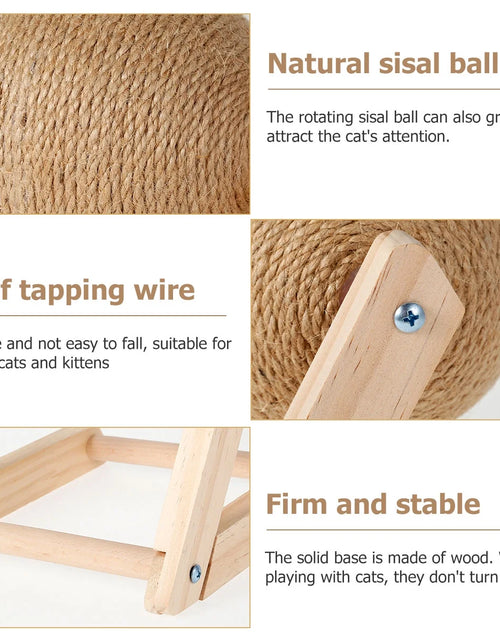 Load image into Gallery viewer, Bola Rascadora Para Gatos, Juguete Rascador Para Gatos De Sisal Natural Con Hierba Gatera, Bola Rascadora Interactiva De Madera Maciza, Poste Para Rascar Gatos De 7X7X6,3 Pulgadas Con Bola Giratoria Para Gatos Y Gatitos De Interior
