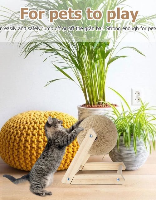 Load image into Gallery viewer, Bola Rascadora Para Gatos, Juguete Rascador Para Gatos De Sisal Natural Con Hierba Gatera, Bola Rascadora Interactiva De Madera Maciza, Poste Para Rascar Gatos De 7X7X6,3 Pulgadas Con Bola Giratoria Para Gatos Y Gatitos De Interior
