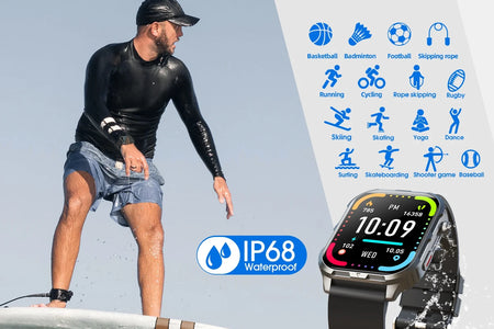H5 Smart Watch with Bluetooth Call, IP68 Waterproof Fitness Tracker for Women and Men, Black