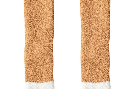 Plush Winter Funny Cute Style Animal Cat Paw Cartoon Pattern Women Cotton Socks Super Soft for Female House Sleeping Floor Sox
