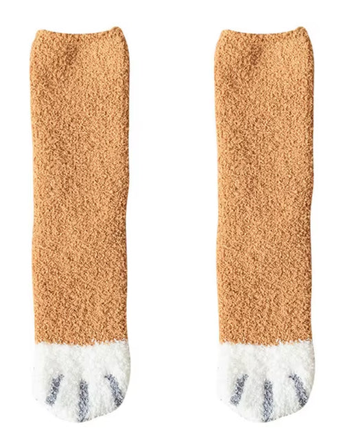 Load image into Gallery viewer, Plush Winter Funny Cute Style Animal Cat Paw Cartoon Pattern Women Cotton Socks Super Soft for Female House Sleeping Floor Sox
