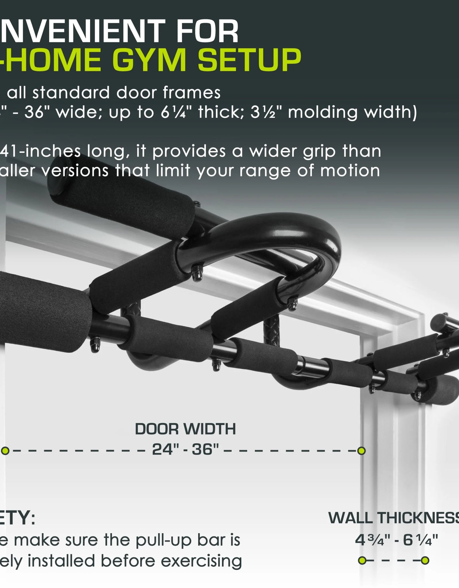 Multi-Grip Chin-Up/Pull-Up Bar, Heavy Duty Doorway Trainer