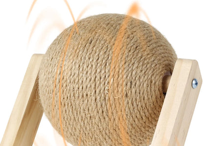Bola Rascadora Para Gatos, Juguete Rascador Para Gatos De Sisal Natural Con Hierba Gatera, Bola Rascadora Interactiva De Madera Maciza, Poste Para Rascar Gatos De 7X7X6,3 Pulgadas Con Bola Giratoria Para Gatos Y Gatitos De Interior