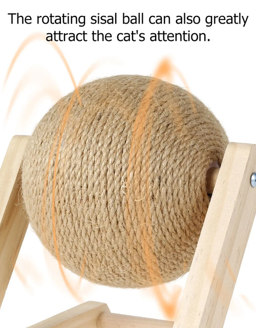 Load image into Gallery viewer, Bola Rascadora Para Gatos, Juguete Rascador Para Gatos De Sisal Natural Con Hierba Gatera, Bola Rascadora Interactiva De Madera Maciza, Poste Para Rascar Gatos De 7X7X6,3 Pulgadas Con Bola Giratoria Para Gatos Y Gatitos De Interior
