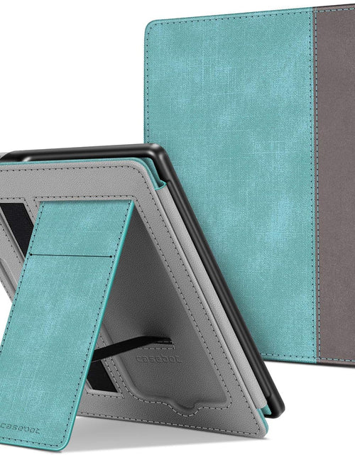 Load image into Gallery viewer, Stand Case for All-New Kindle Oasis (10Th Generation, 2019 Release and 9Th Generation, 2017 Release) - Premium PU Leather Sleeve Cover with Card Slot and Hand Strap, Turquoise/Brown

