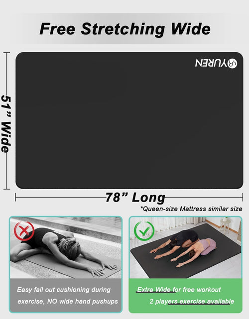Load image into Gallery viewer, Large Yoga Mat 78"X51" 10Mm Thick NBR Foam Exercise Mat for Home Gym Pilates Floor Workouts, Black
