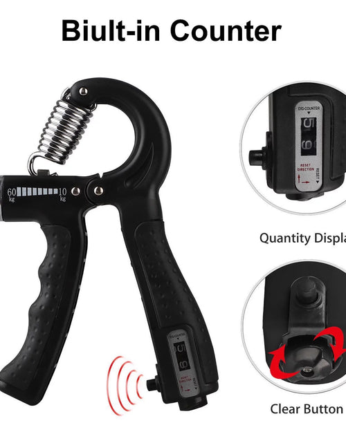 Load image into Gallery viewer, Fortalecedor De Agarre De Mano, Ejercitador De Mano  Con Resistencia Ajustable De 22-132Lbs Para Tren De Antebrazo Y Dedo, Negro
