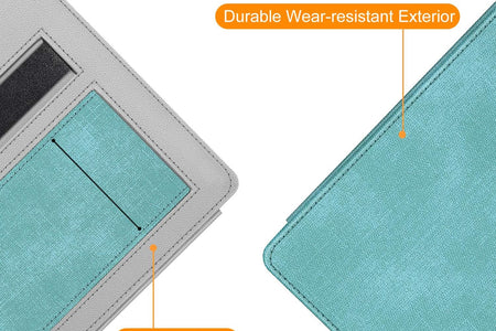 Stand Case for All-New Kindle Oasis (10Th Generation, 2019 Release and 9Th Generation, 2017 Release) - Premium PU Leather Sleeve Cover with Card Slot and Hand Strap, Turquoise/Brown