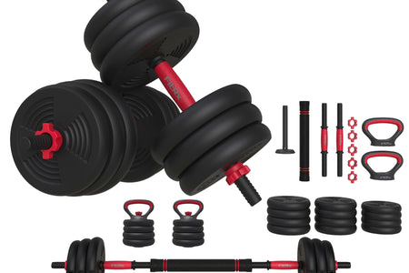 Smartbell Gym, 60 Lbs. 4-In-1 Adjustable Interchangeable Dumbbell, Barbell, and Kettlebell Weight Set, Black