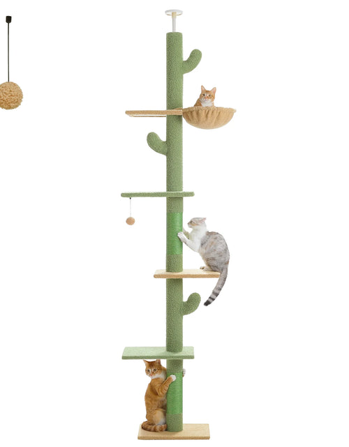 Load image into Gallery viewer, Tall Cat Tree Cactus Floor to Ceiling Cat Tower 95-108" Sisal Scratching Post for Indoor Cats
