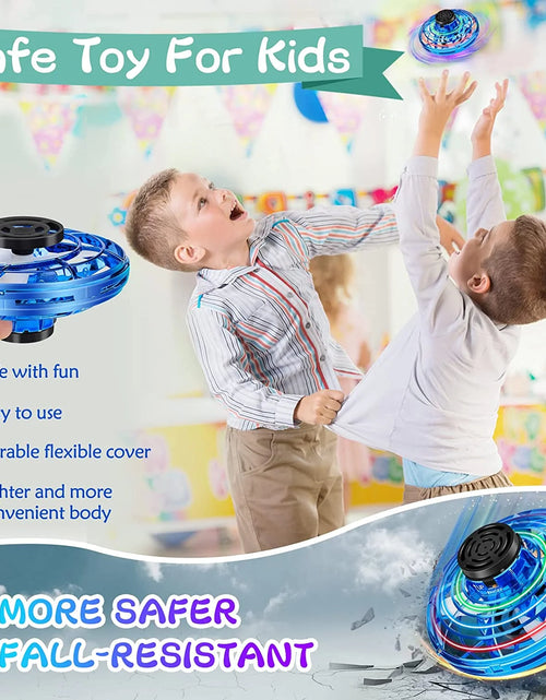 Load image into Gallery viewer, Flying Spinner Mini UFO Toy for Kids, Flying Fidget Spinner UFO Toy , Flying Orb Ball Hand Operated with 360 ° Rotating and LED Lights for Adult and Kids (Blue)
