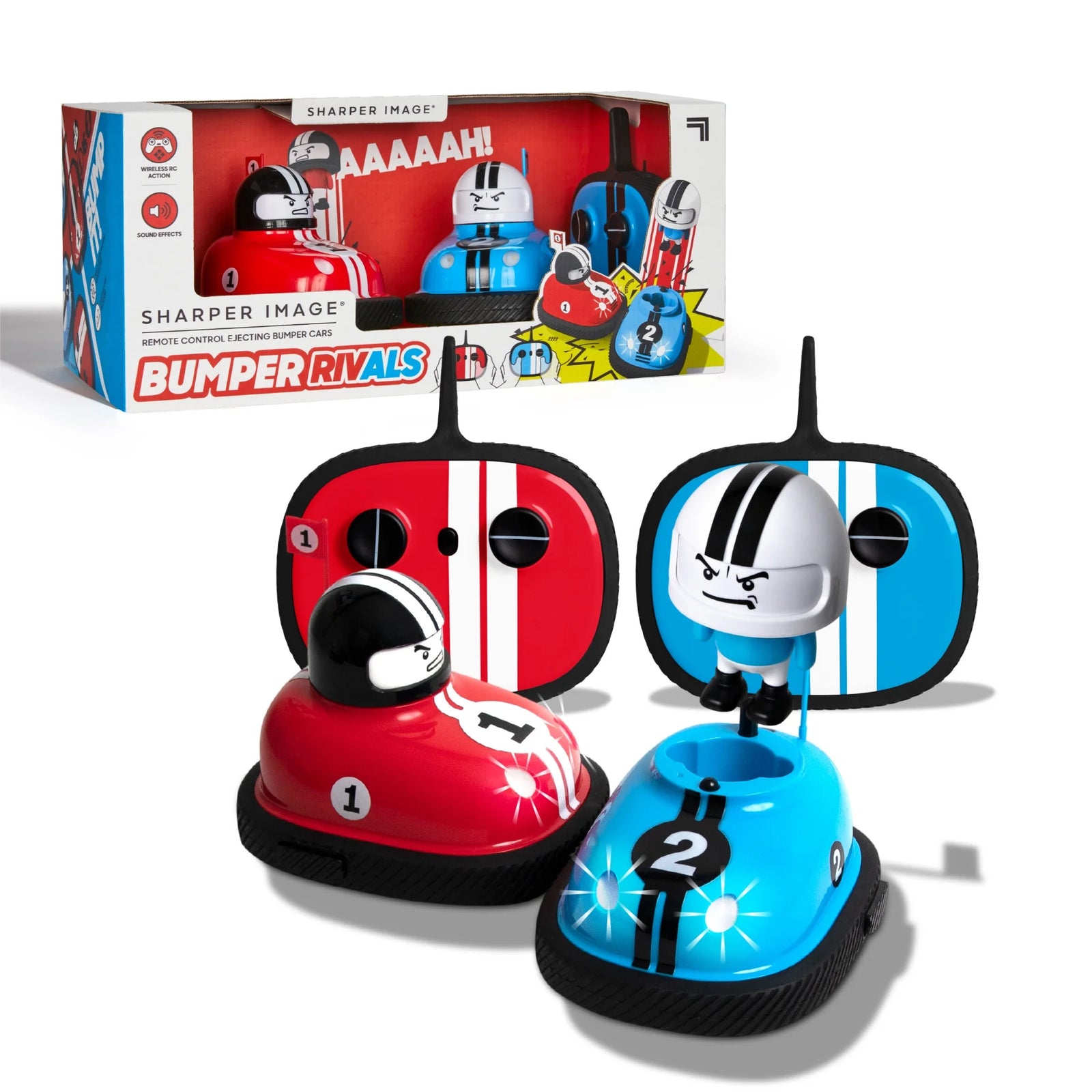 ® Juguete RC Control Remoto Rivales De Parachoques Eyectables Con Incluye Control Remoto Inalámbrico Y Efectos De Sonido, 6 Piezas, Rojo Y Azul, Para Mayores De 8 Años