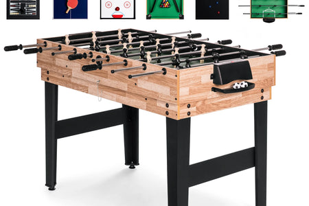 2X4Ft 10-In-1 Combo Game Table Set W/ Hockey, Foosball, Pool, Shuffleboard, Ping Pong - Natural