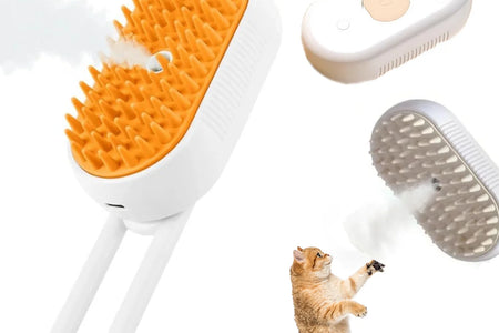 3 in 1 Updated Self Cleaning Cat Steamer Brush - Self Cleaning Steamy Cat Brush with Massage Sheding for Cats Dogs