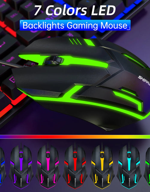 Load image into Gallery viewer, Gaming Keyboard and Mouse Combo, RGB LED Backlit Wired Computer Keyboard, Rainbow Light up USB Keyboard with 26 Anti-Ghosting Keys for PC Gamer, Laptop, Office, Black
