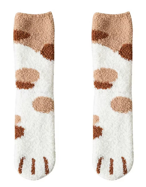 Load image into Gallery viewer, Plush Winter Funny Cute Style Animal Cat Paw Cartoon Pattern Women Cotton Socks Super Soft for Female House Sleeping Floor Sox
