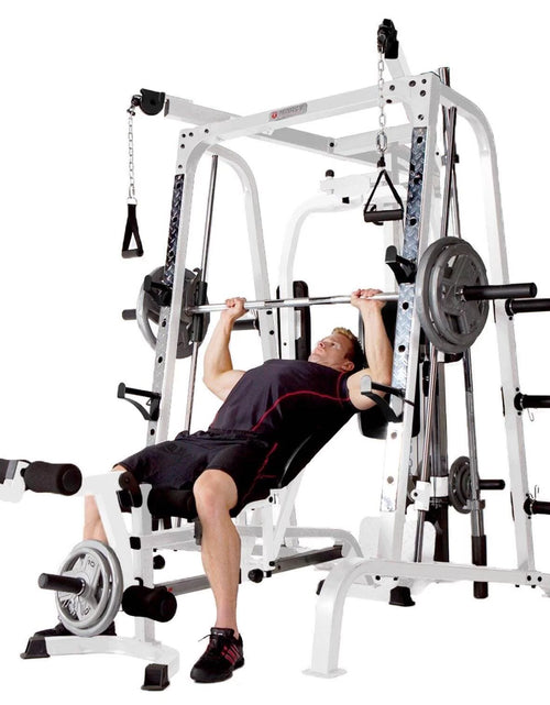Load image into Gallery viewer, Pro Smith Cage Workout Machine Total Body Training Gym System, White
