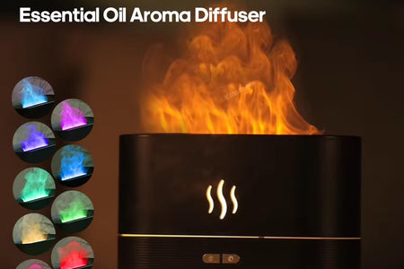 Aroma Diffuser Air Humidifier Ultrasonic Cool Mist Maker Fogger Led Essential Oil Flame Lamp Difusor