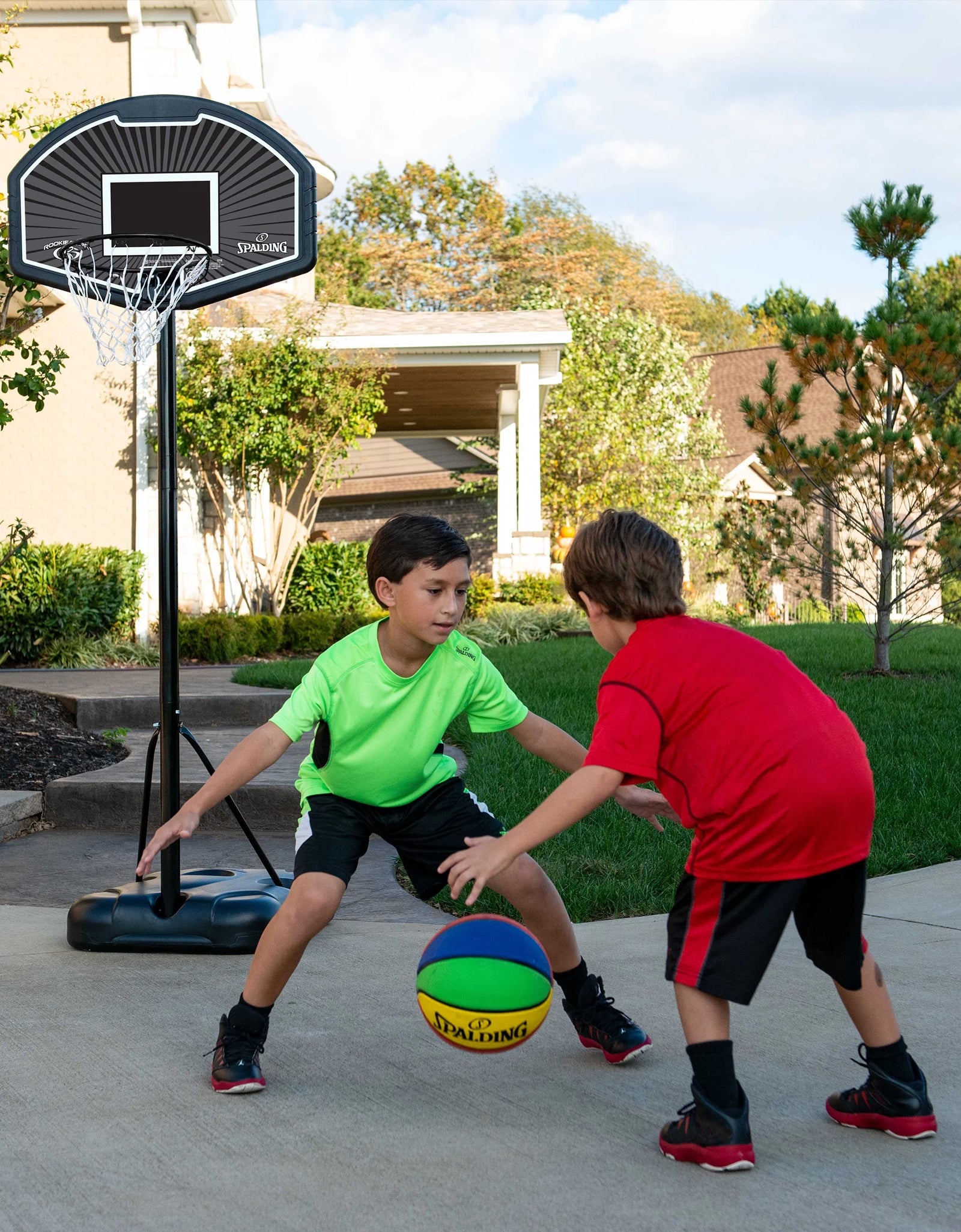 32-Inch Portable Basketball Hoop with Eco-Composite Backboard & Telescoping Height Adjustment-Outdoor Play