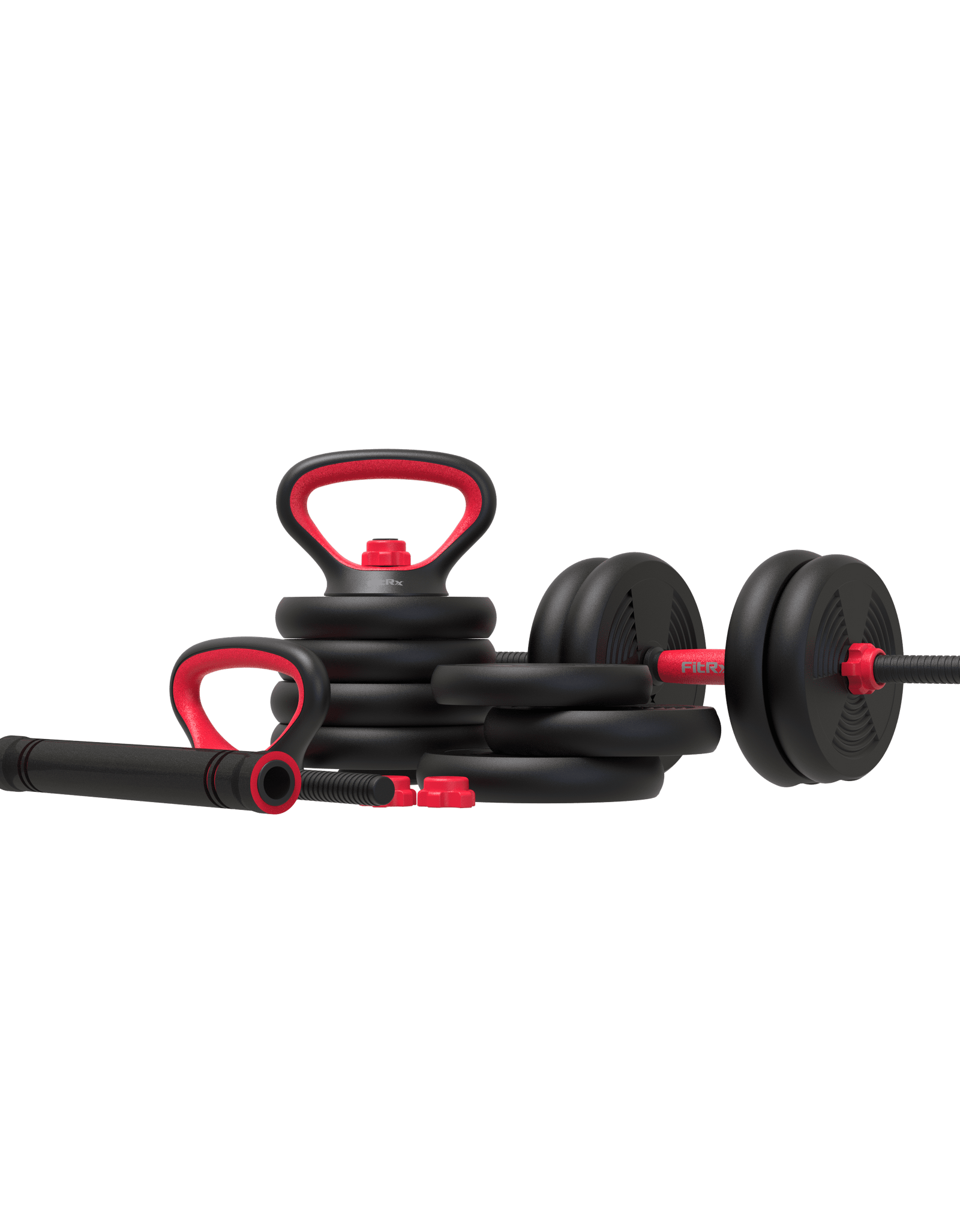 Smartbell Gym, 60 Lbs. 4-In-1 Adjustable Interchangeable Dumbbell, Barbell, and Kettlebell Weight Set, Black